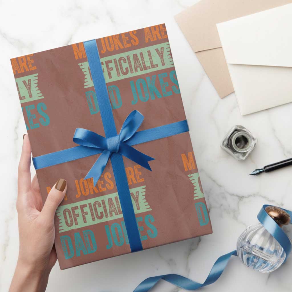 My Jokes Are Officially Dad Jokes Wrapping Paper Roll Funny New Dad First Fathers Day - Wonder Print Shop