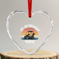 My Retirement Vehicle Golf Cart Heart Crystal Glass Ornament Funny Retired Golfer Gift - Wonder Print Shop