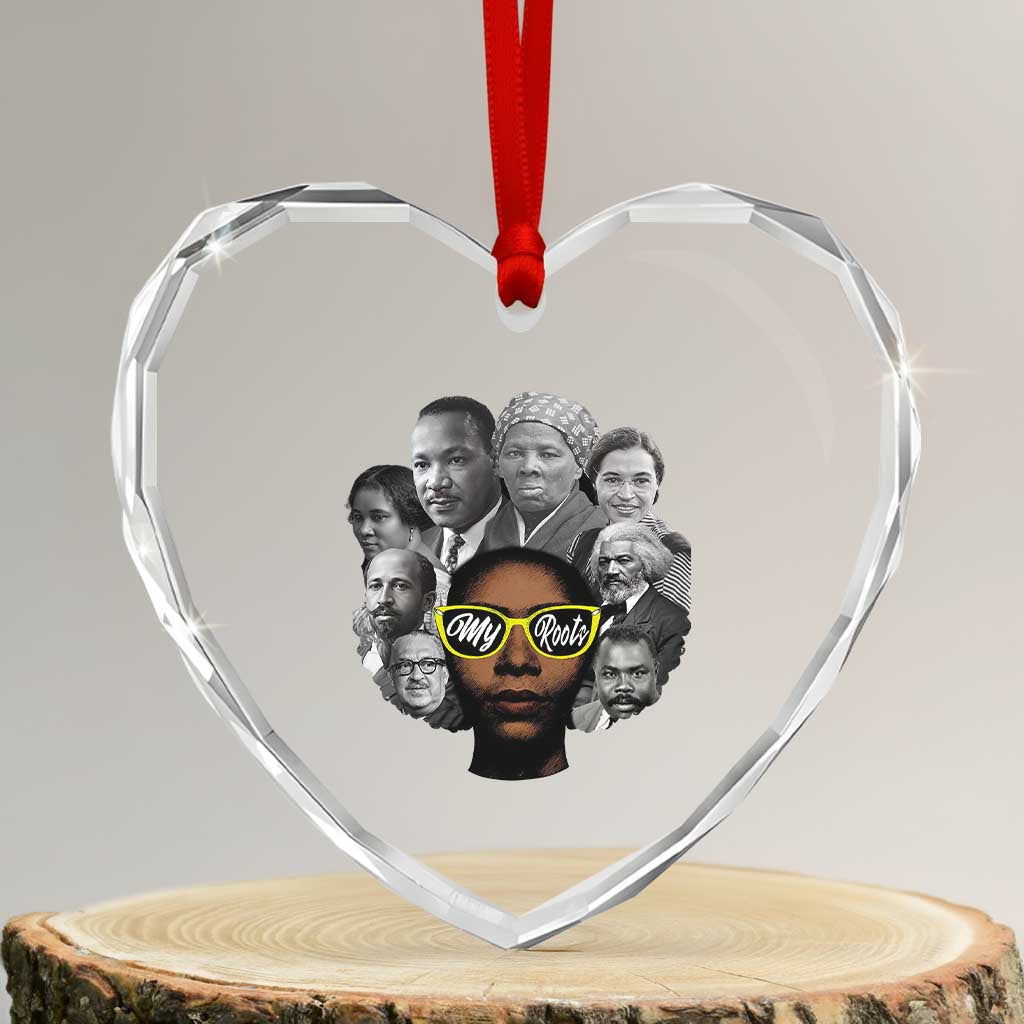 My Roots Black History Leaders Heart Crystal Glass Ornament African American Heritage - Wonder Print Shop