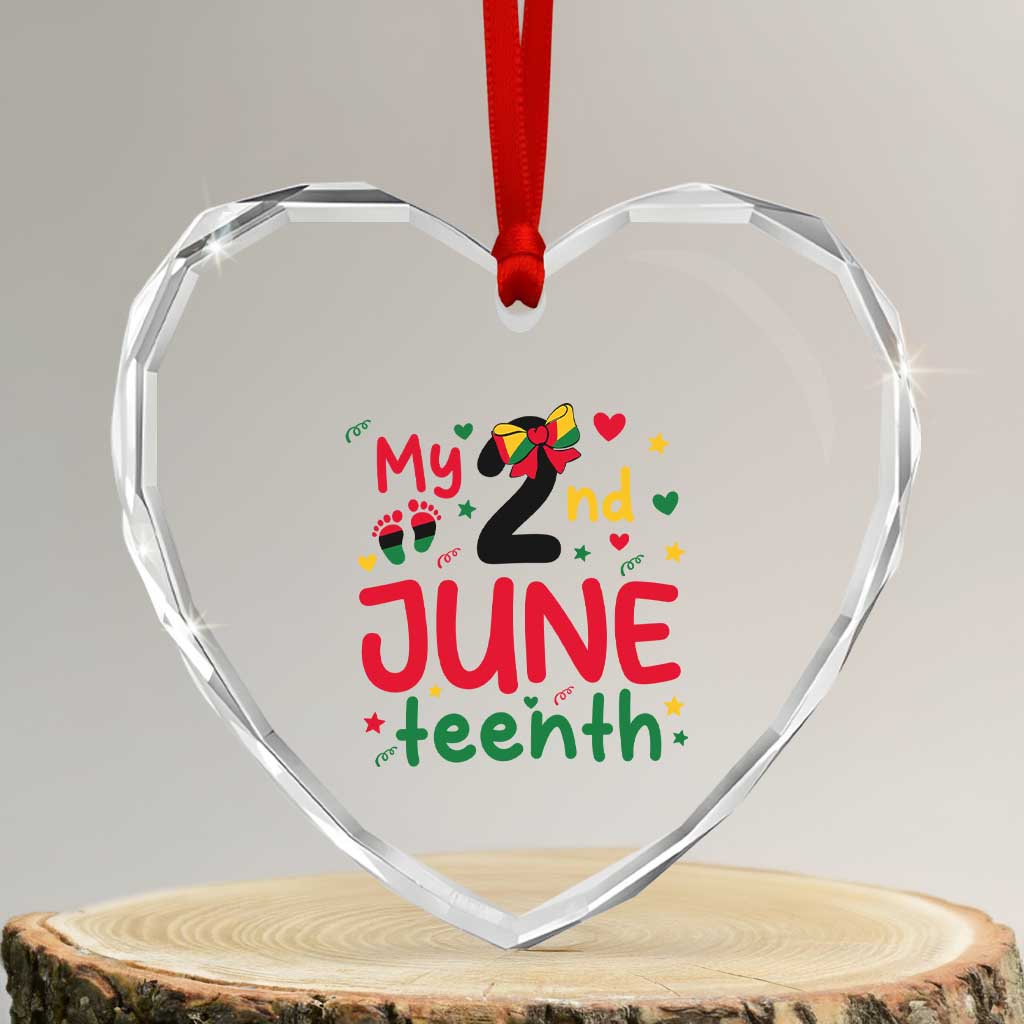 My Second Juneteenth Heart Crystal Glass Ornament African American Baby Freedom Day