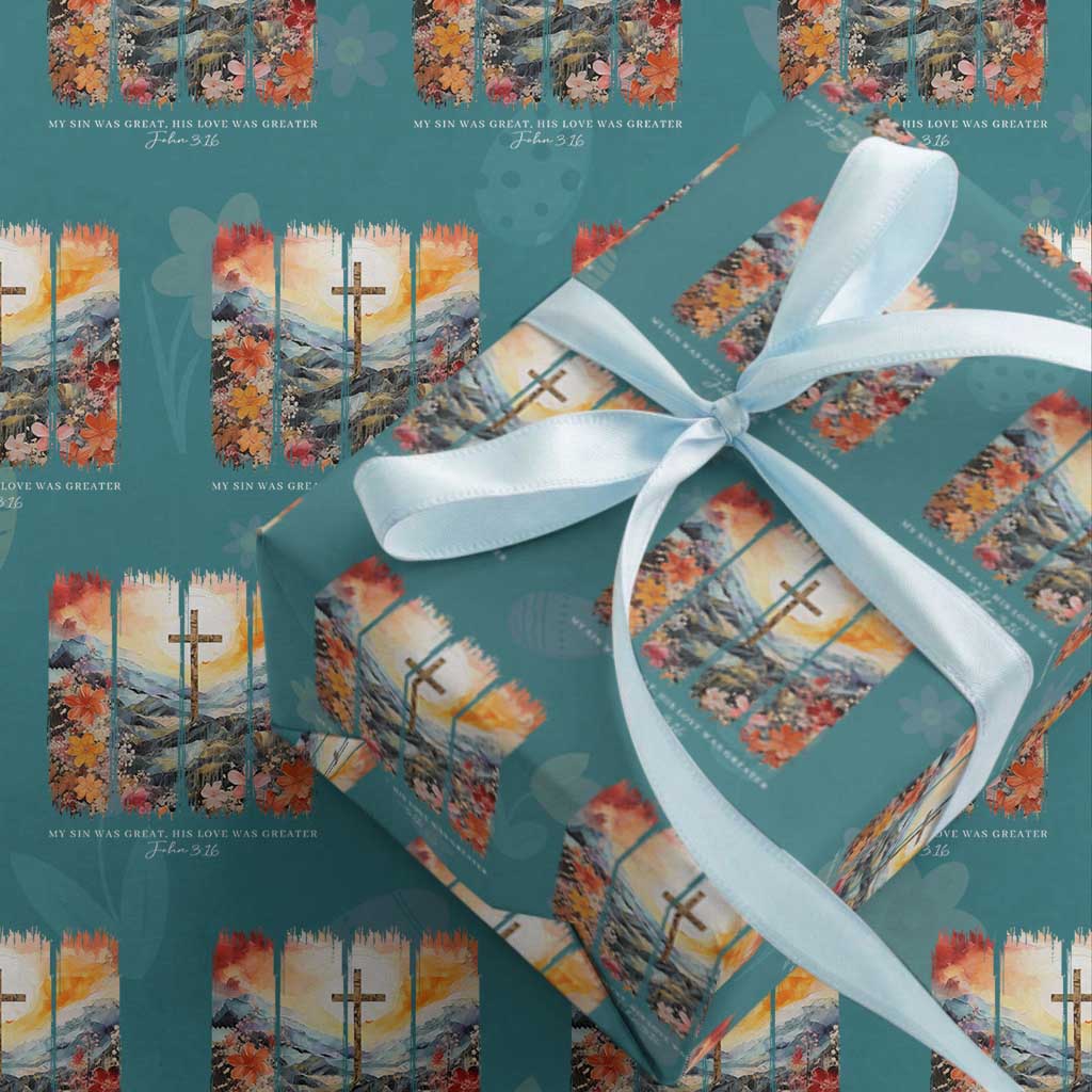 My Sin Was Great His Love Was Greater Wrapping Paper Roll Christian Easter Religious Bible Verse