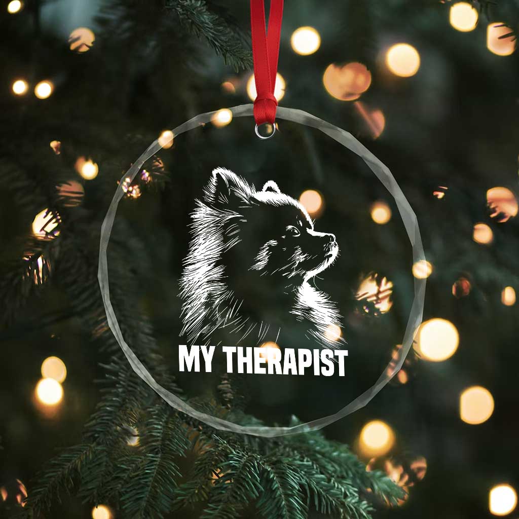 My Therapist Is A Pomeranian Crystal Glass Ornament Dog Lover Gift Idea