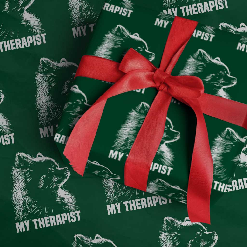 My Therapist Is A Pomeranian Wrapping Paper Roll Dog Lover Gift Idea