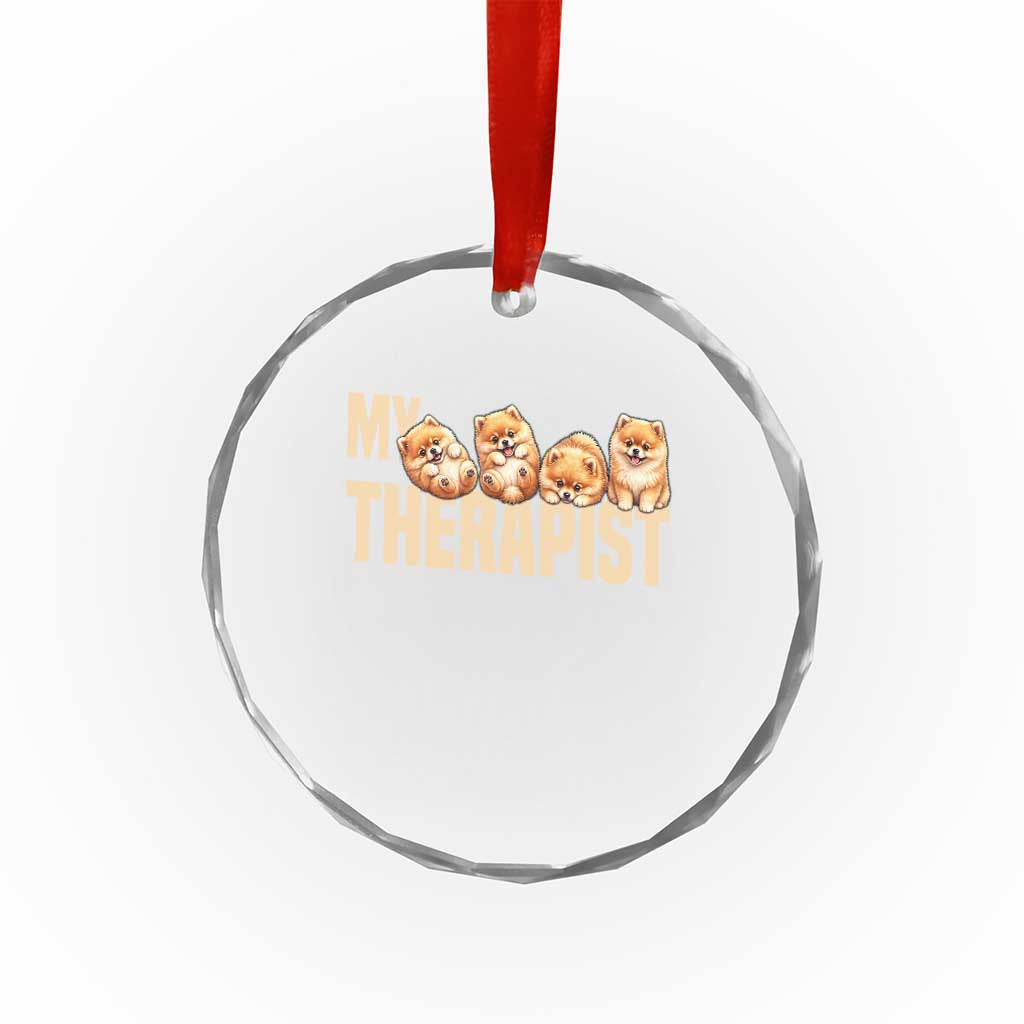 My Therapist Is My Dog Crystal Glass Ornament Cute Pomeranian Lover Meme