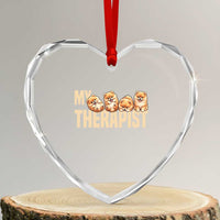 My Therapist Is My Dog Heart Crystal Glass Ornament Cute Pomeranian Lover Meme