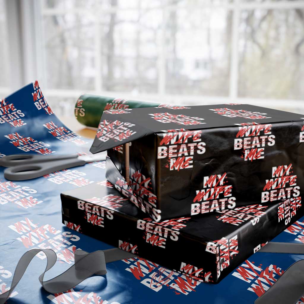 My Wife Beats Me Wrapping Paper Roll Funny Husband Birthday Anniversary - Wonder Print Shop
