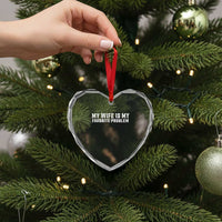 My Wife Is My Favorite Problem Funny Husband Marriage Graphic Heart Crystal Glass Ornament