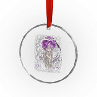 Mystical Ghost Girl Halloween Crystal Glass Ornament Gothic Purple Moon Haunted Castle Art