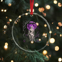 Mystical Ghost Girl Halloween Crystal Glass Ornament Gothic Purple Moon Haunted Castle Art