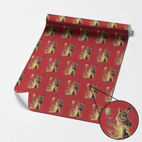 Mystical Moonlit Bunny Graphic Wrapping Paper Roll Glowing Rabbit Under Full Moon Waterfall Nature Scene