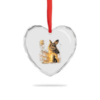 Mystical Moonlit Bunny Graphic Heart Crystal Glass Ornament Glowing Rabbit Under Full Moon Waterfall Nature Scene