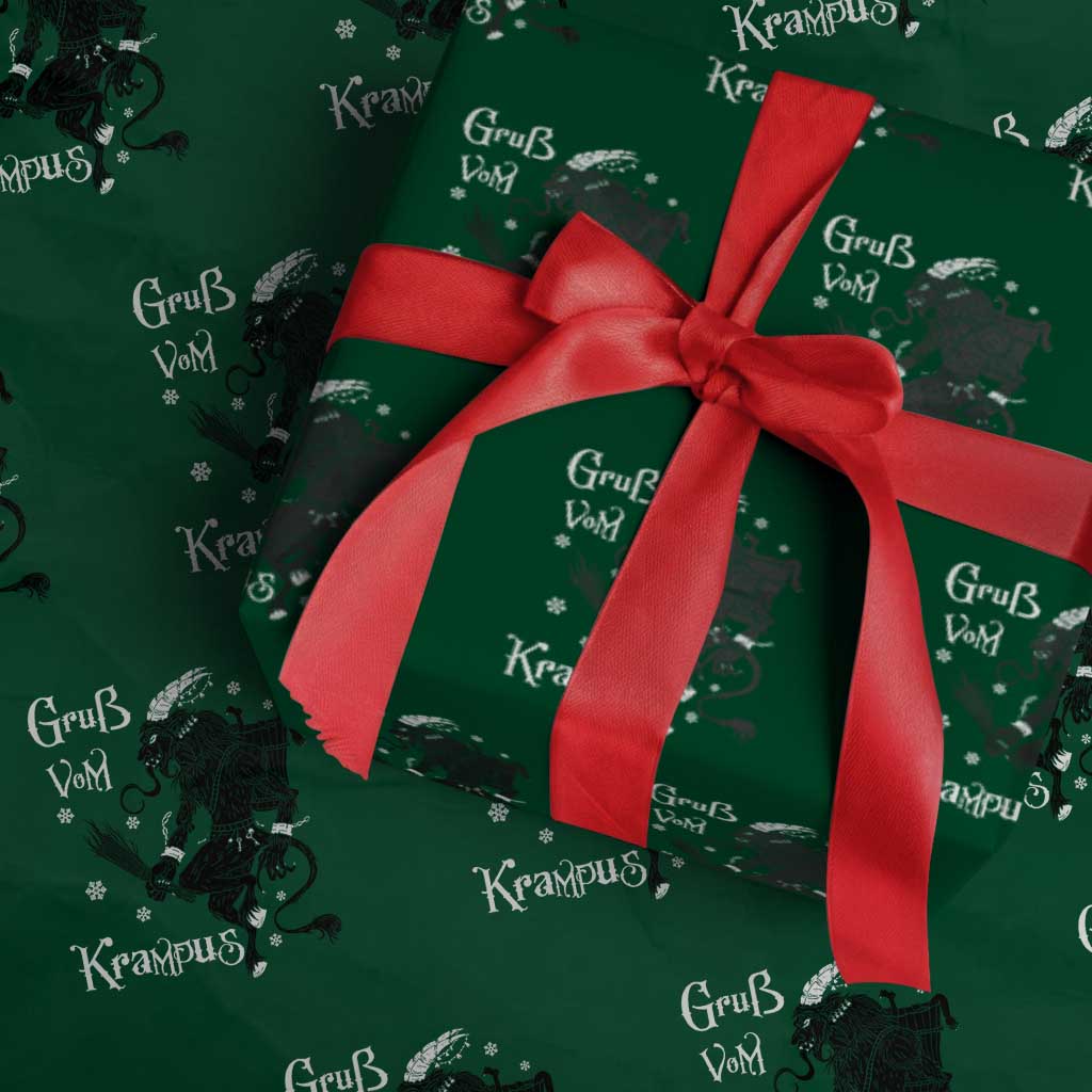 Mythical Krampus Wrapping Paper Roll Gruss Vom Christmas Horror Figure Greeting