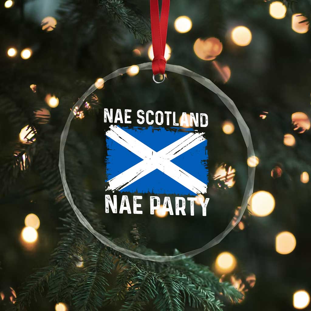 Nae Scotland Nae Party Saltire Flag Crystal Glass Ornament Vintage Scottish Accent Soccer Fans Football Tournament