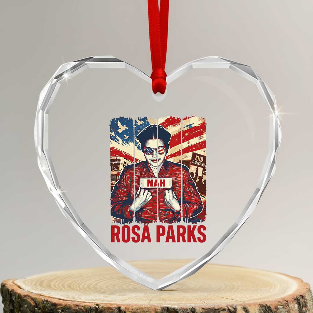 Nah Rosa Parks Heart Crystal Glass Ornament Black History Month Gift