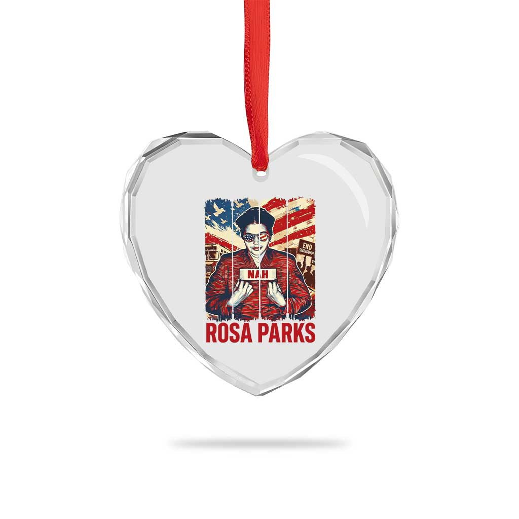 Nah Rosa Parks Heart Crystal Glass Ornament Black History Month Gift