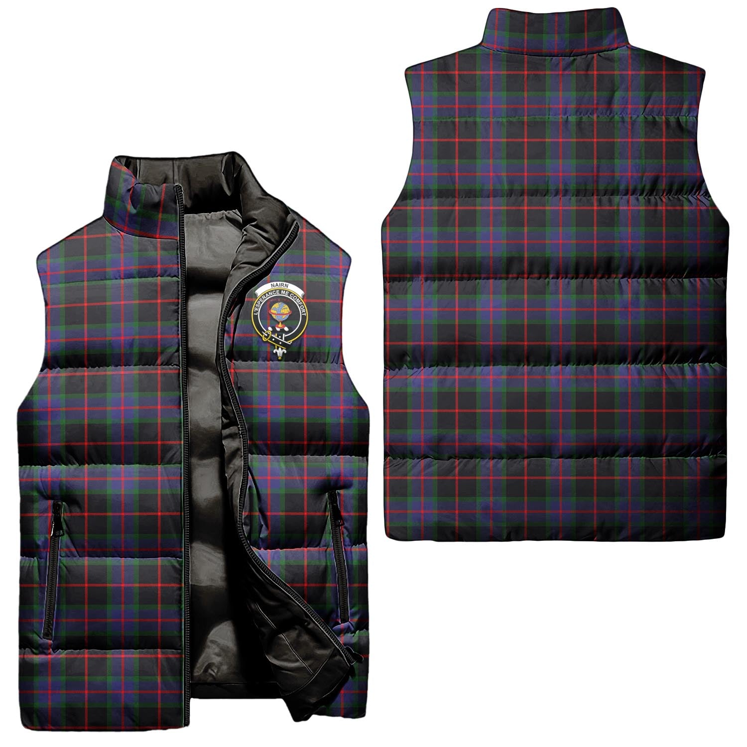 nairn-clan-puffer-vest-family-crest-plaid-sleeveless-down-jacket