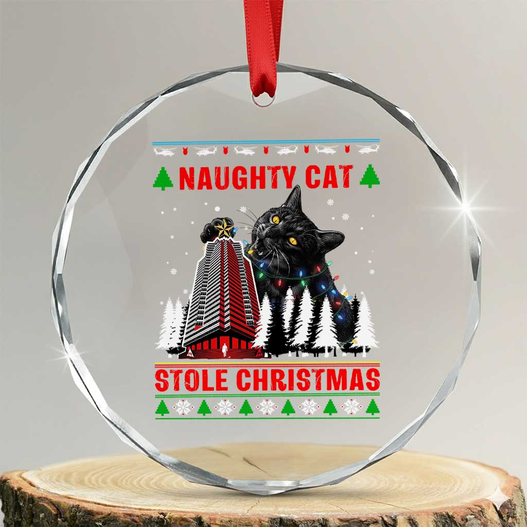 Nakatomi Plaza Christmas Crystal Glass Ornament Funny Catzilla Monster Xmas - Wonder Print Shop