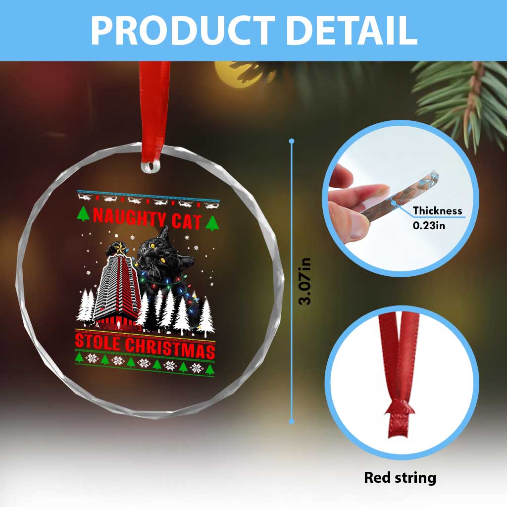 Nakatomi Plaza Christmas Crystal Glass Ornament Funny Catzilla Monster Xmas - Wonder Print Shop