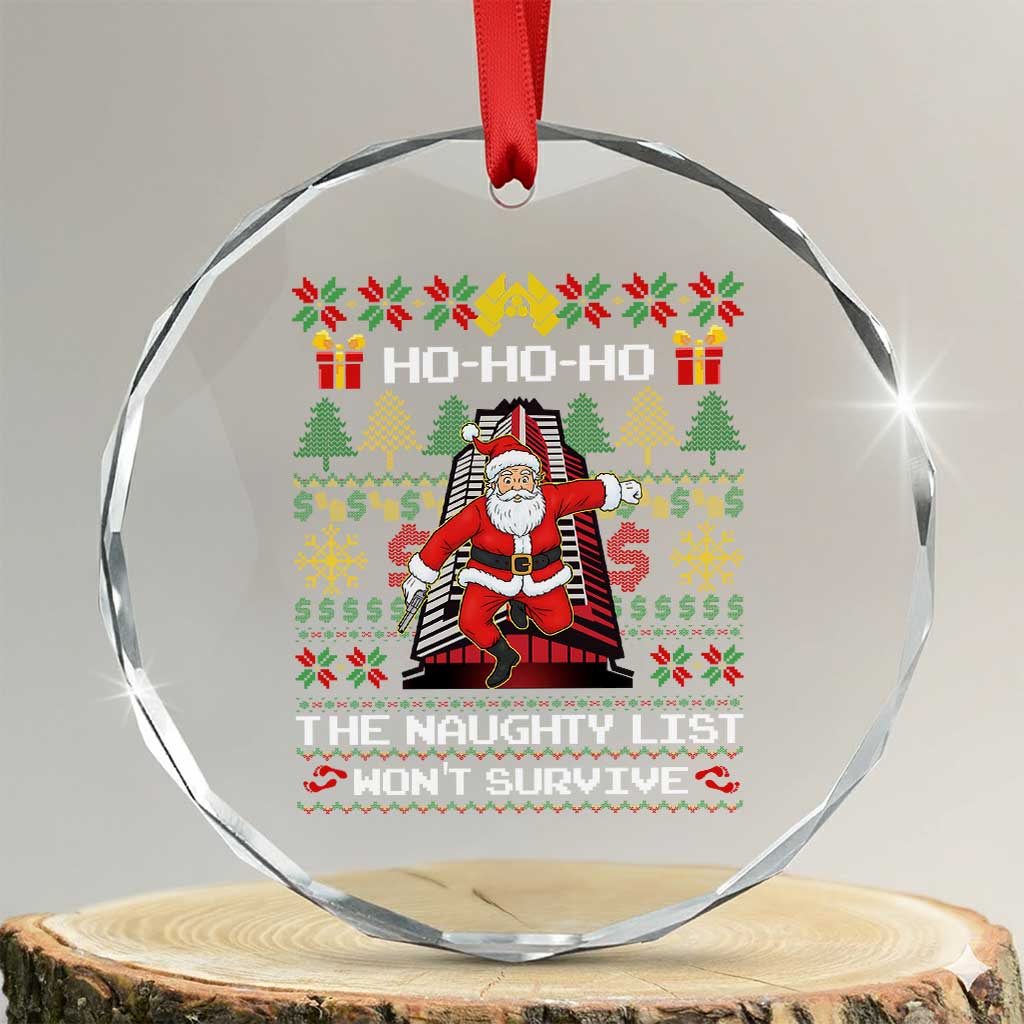 Nakatomi Plaza Christmas Crystal Glass Ornament Funny Santa Gun Cosplay Xmas - Wonder Print Shop