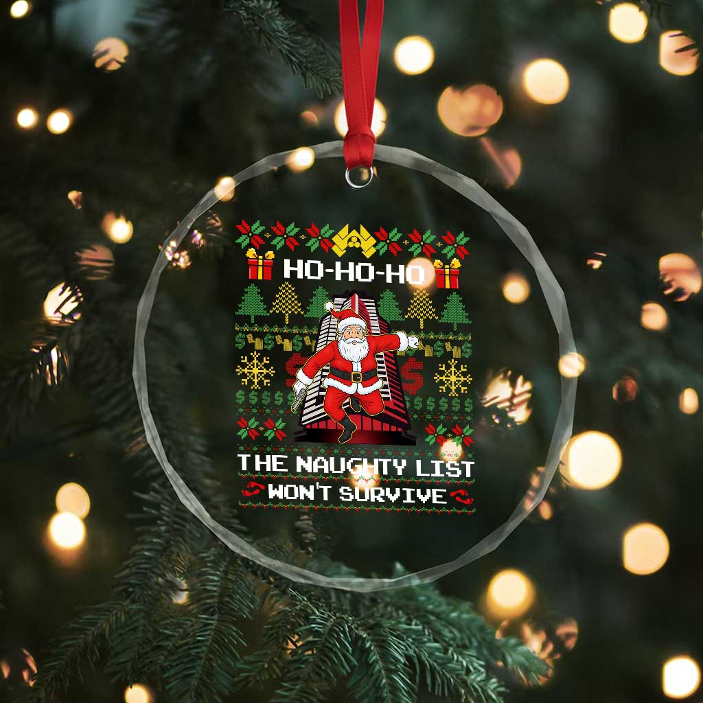 Nakatomi Plaza Christmas Crystal Glass Ornament Funny Santa Gun Cosplay Xmas - Wonder Print Shop