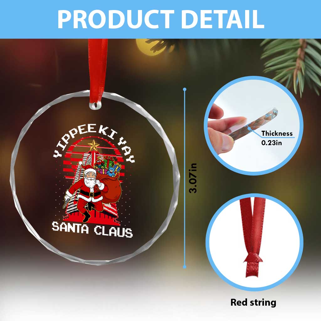 Nakatomi Plaza Christmas Crystal Glass Ornament Yippee Ki Yay Santa Claus - Wonder Print Shop