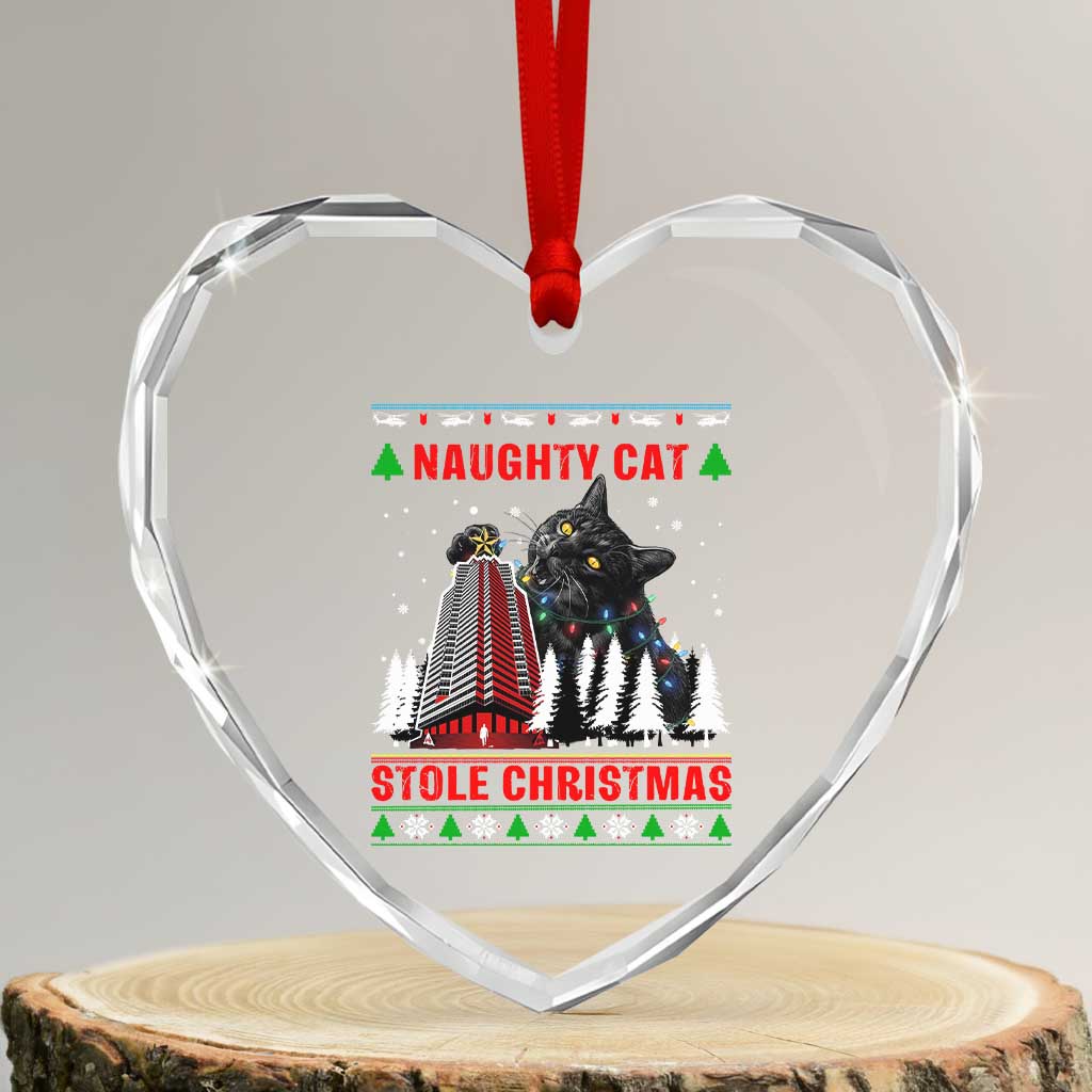 Nakatomi Plaza Christmas Heart Crystal Glass Ornament Funny Catzilla Monster Xmas - Wonder Print Shop