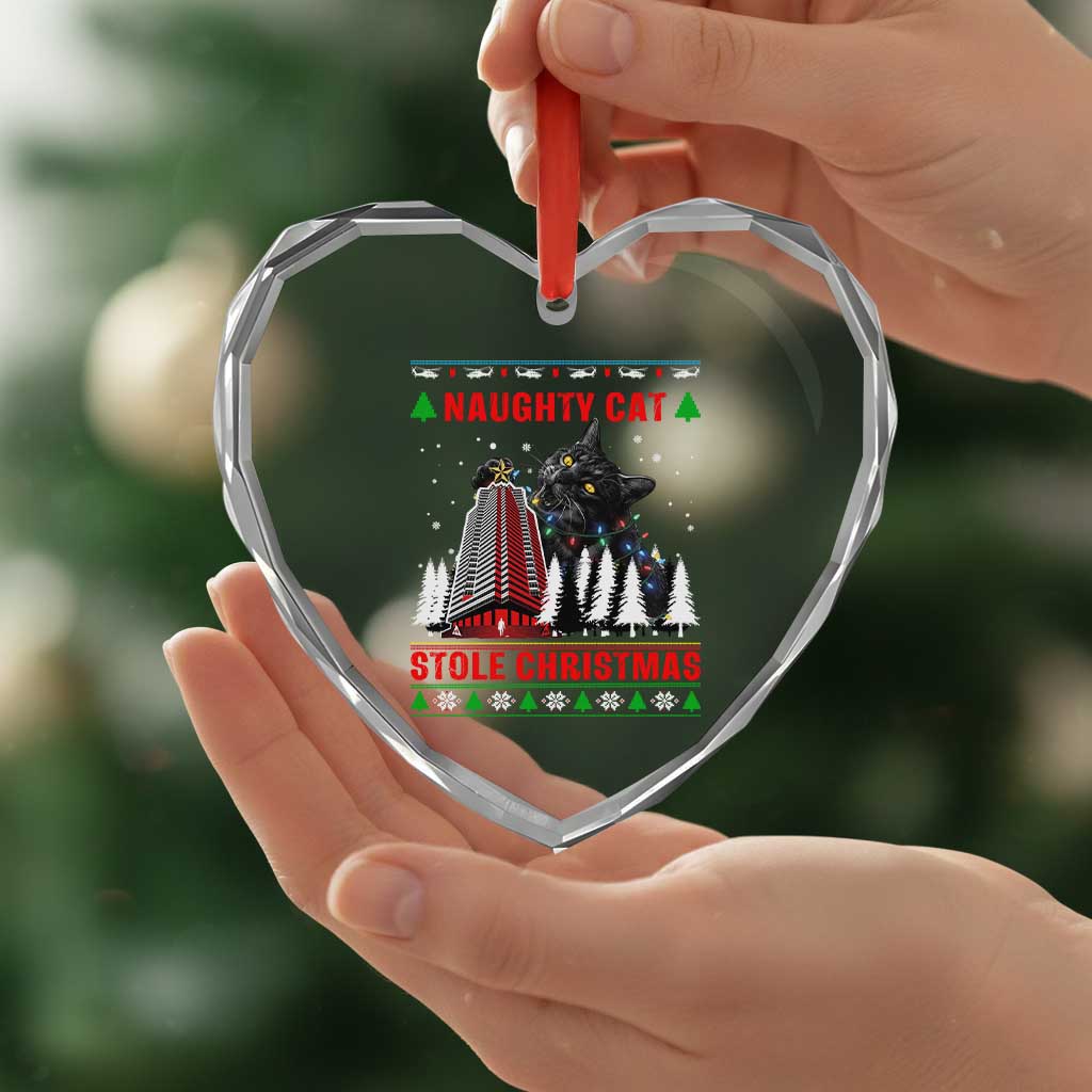 Nakatomi Plaza Christmas Heart Crystal Glass Ornament Funny Catzilla Monster Xmas - Wonder Print Shop