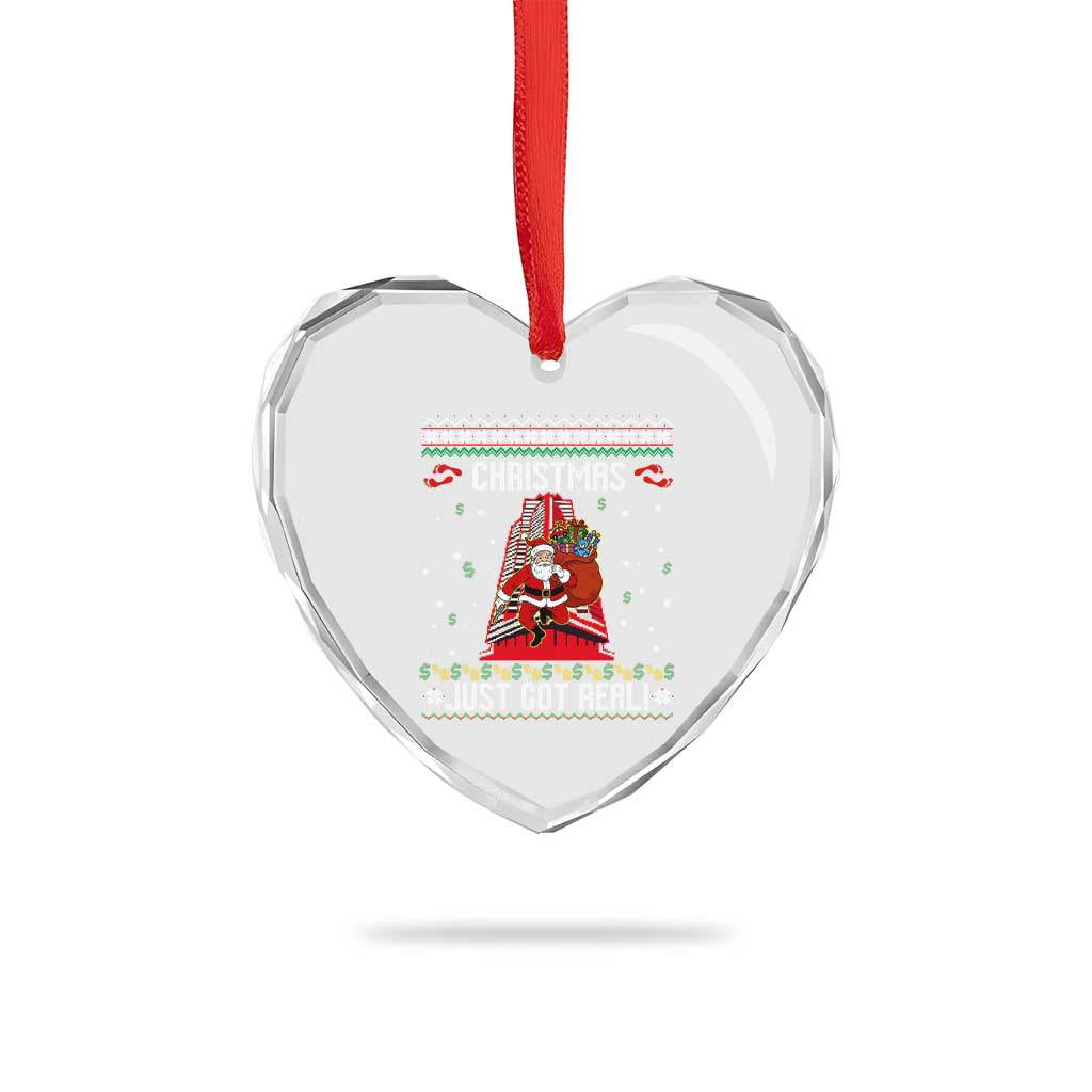 Nakatomi Plaza Christmas Heart Crystal Glass Ornament Just Got Real - Wonder Print Shop