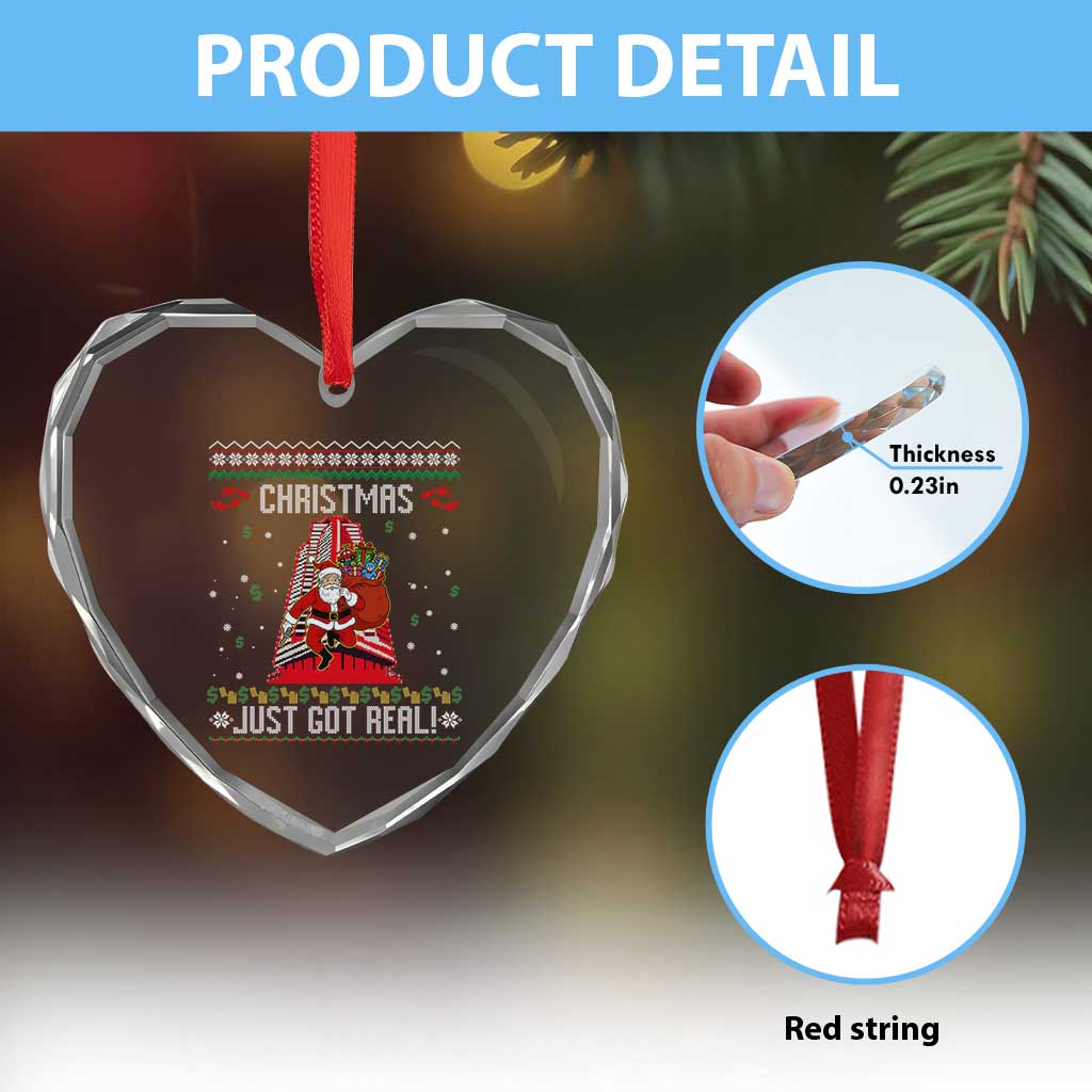 Nakatomi Plaza Christmas Heart Crystal Glass Ornament Just Got Real - Wonder Print Shop