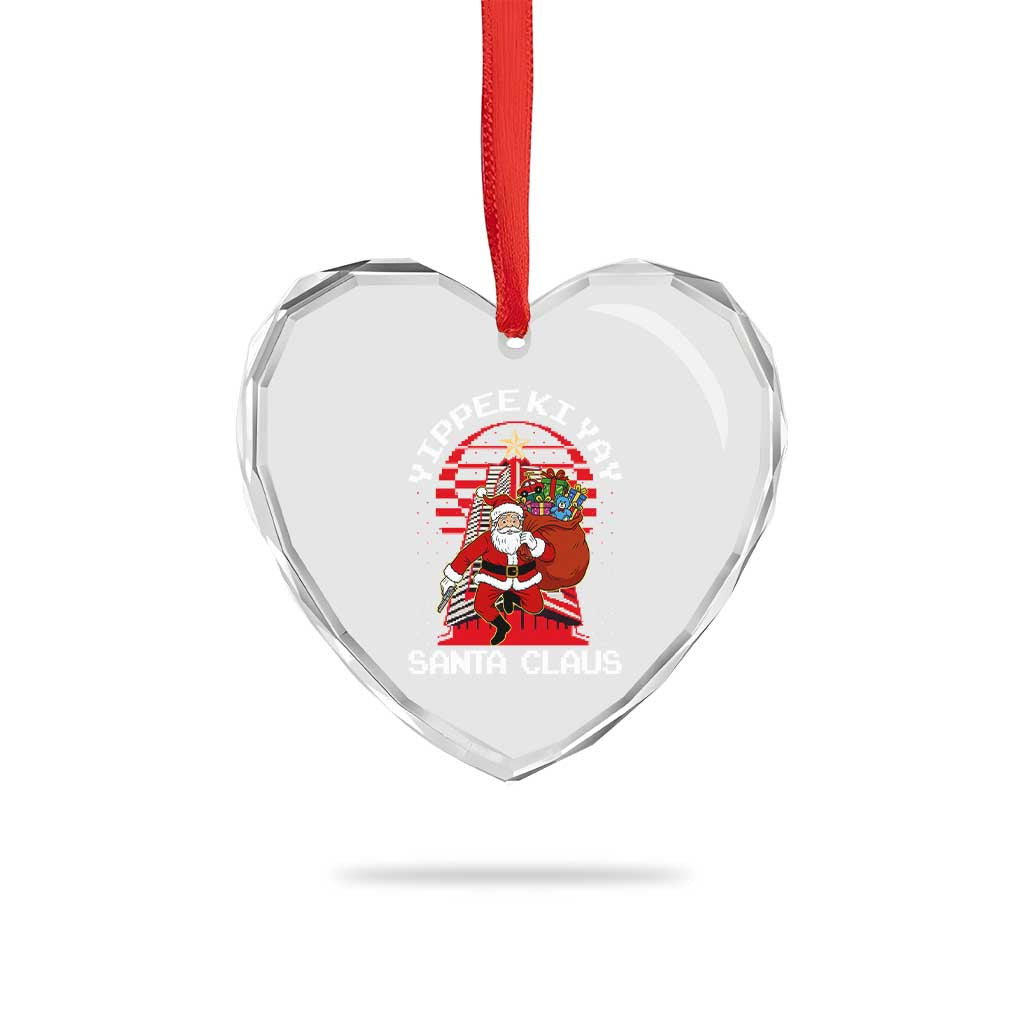 Nakatomi Plaza Christmas Heart Crystal Glass Ornament Yippee Ki Yay Santa Claus - Wonder Print Shop