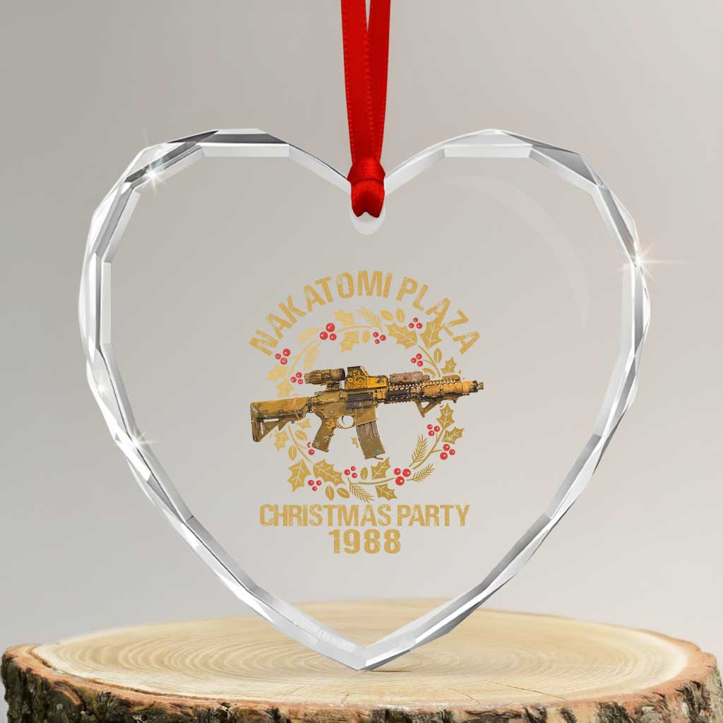 Nakatomi Plaza Christmas Party Heart Crystal Glass Ornament American Patriotic Gold Holly Wreath Machine Gun - Wonder Print Shop
