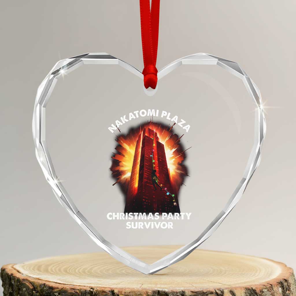 Nakatomi Plaza Christmas Party Survivor Heart Crystal Glass Ornament - Wonder Print Shop