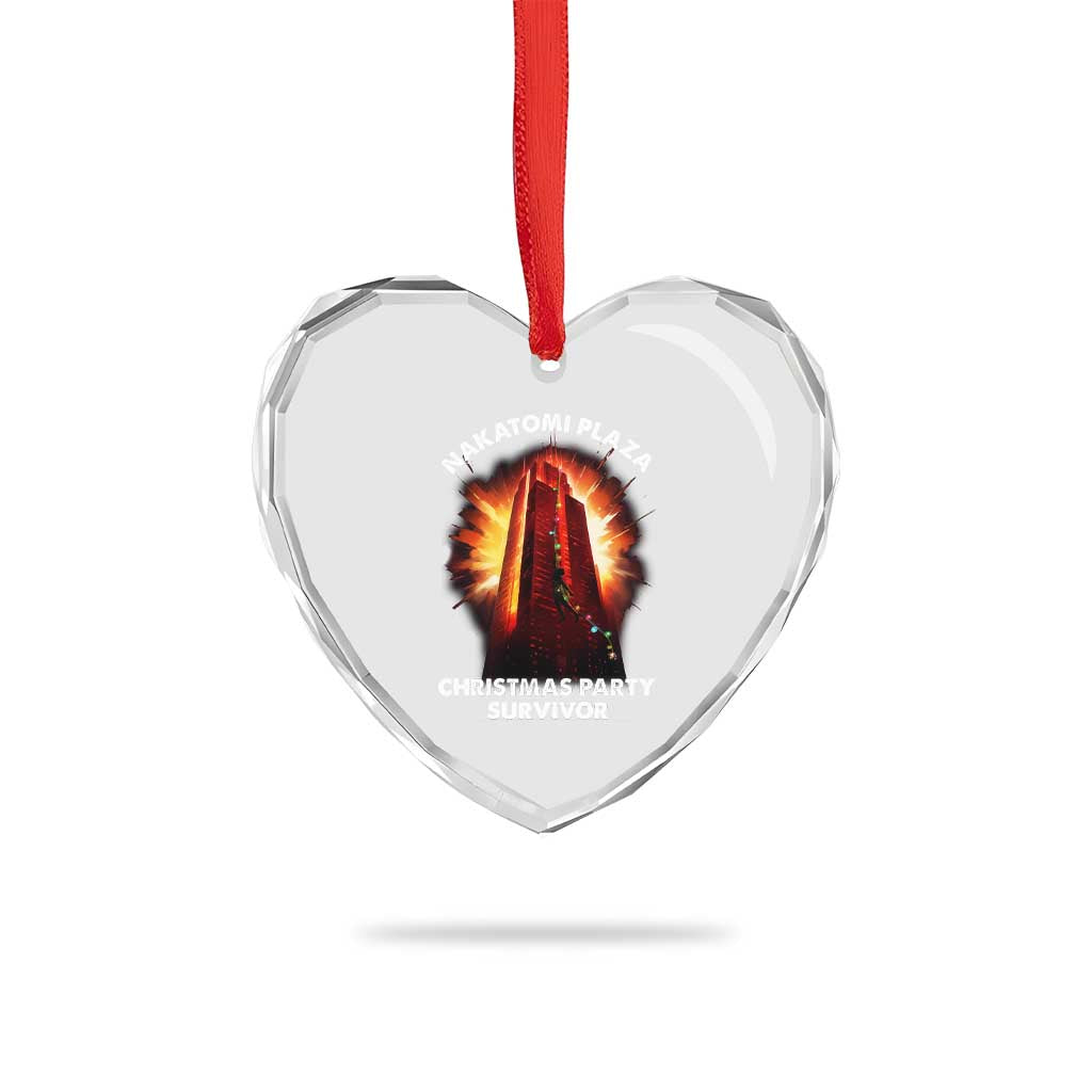 Nakatomi Plaza Christmas Party Survivor Heart Crystal Glass Ornament - Wonder Print Shop
