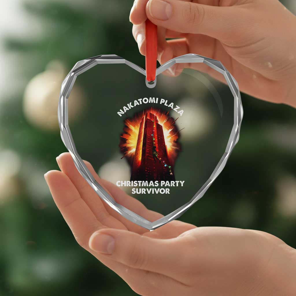 Nakatomi Plaza Christmas Party Survivor Heart Crystal Glass Ornament - Wonder Print Shop