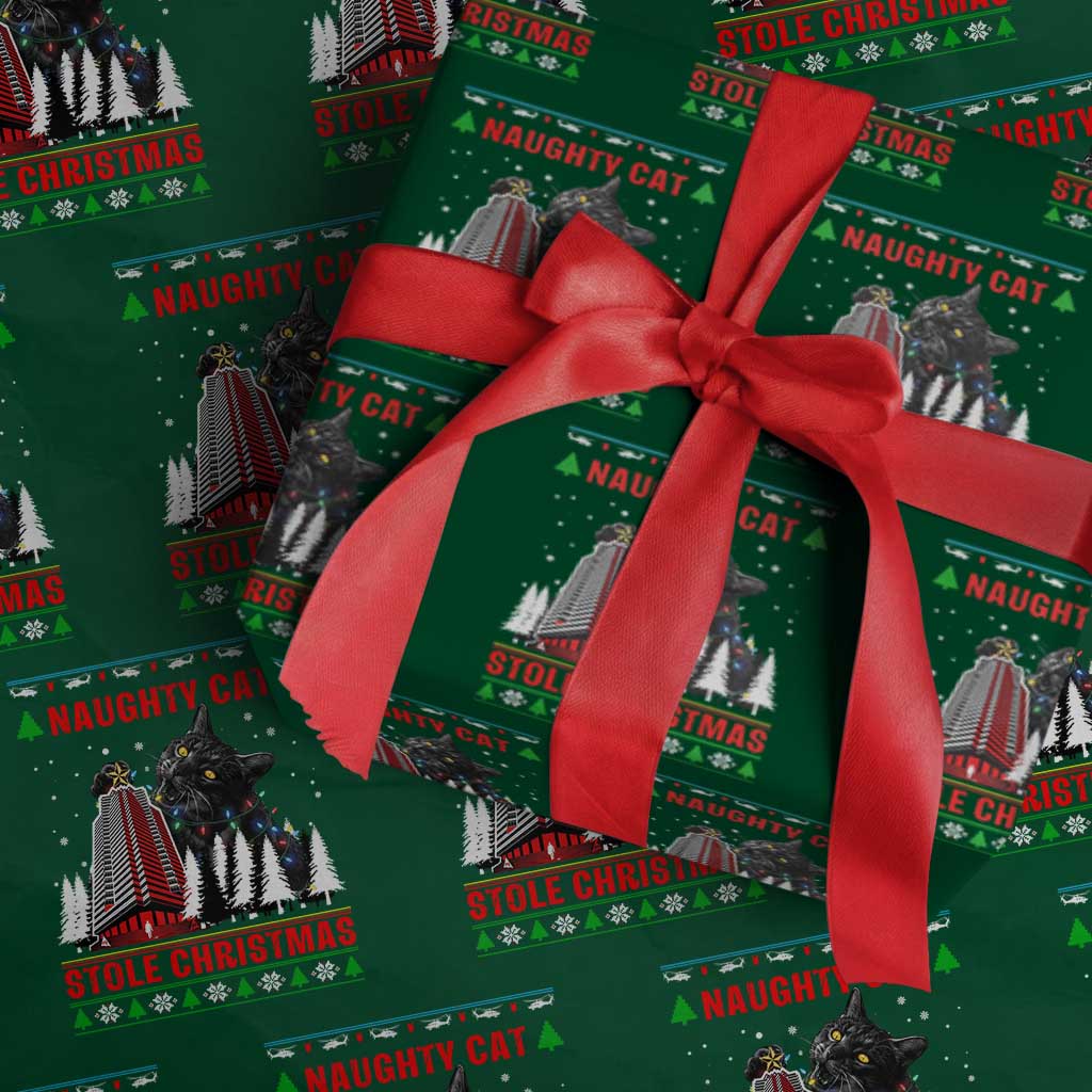 Nakatomi Plaza Christmas Wrapping Paper Roll Funny Catzilla Monster Xmas - Wonder Print Shop
