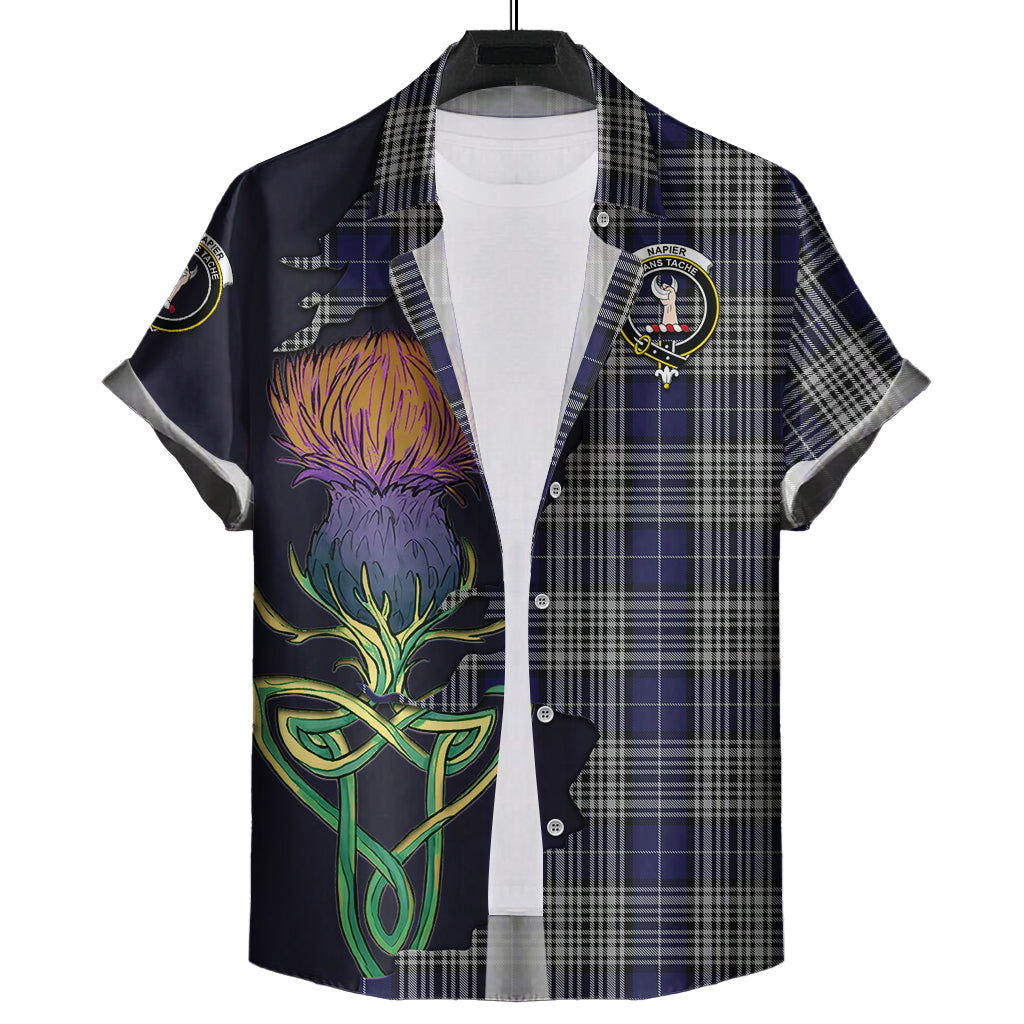 napier-tartan-plaid-short-sleeve-button-down-shirt-tartan-crest-with-thistle-and-scotland-map-short-sleeve-button-shirt