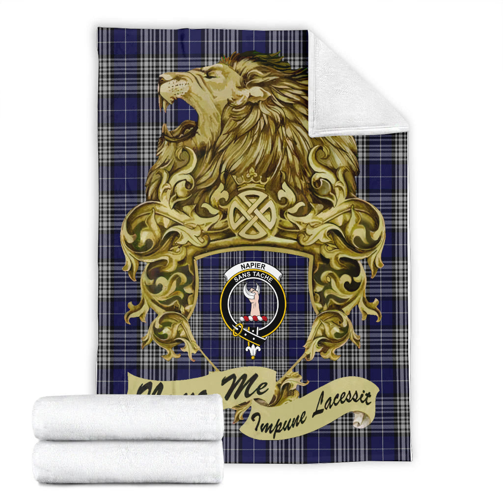 napier-tartan-premium-blanket-motto-nemo-me-impune-lacessit-with-vintage-lion-family-crest-tartan-plaid-blanket-vintage-style