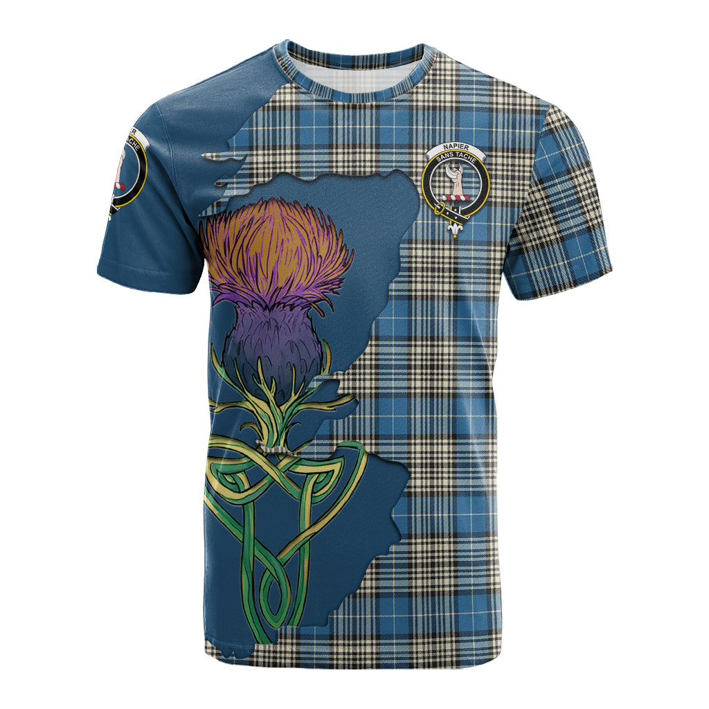 napier-ancient-tartan-family-crest-t-shirt-tartan-plaid-with-thistle-and-scotland-map-t-shirt