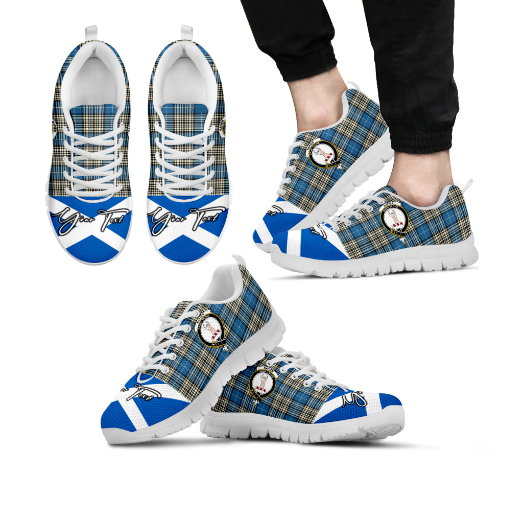 napier-ancient-family-crest-tartan-sneaker-tartan-plaid-with-scotland-flag-shoes-personalized-your-signature