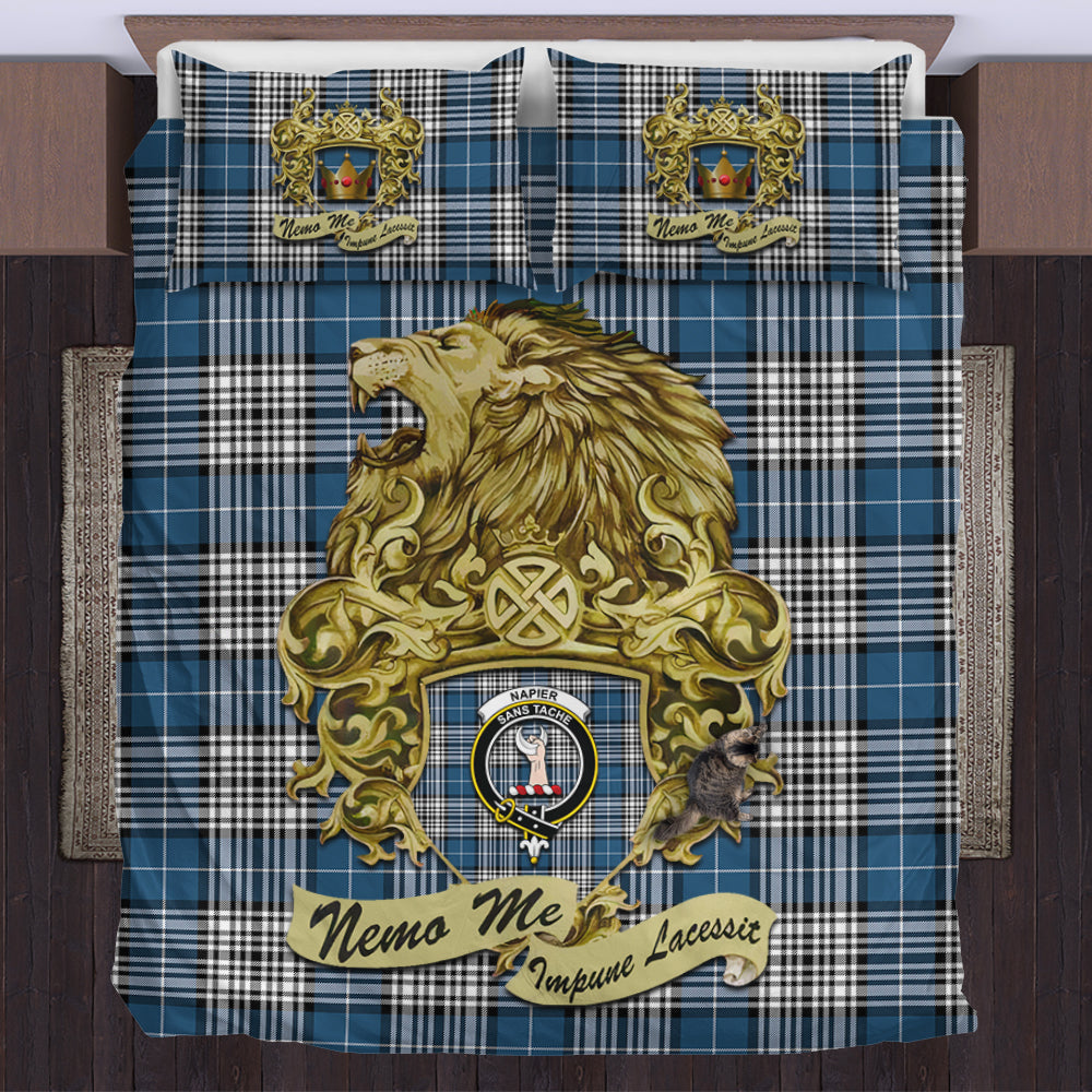 napier-modern-tartan-bedding-set-motto-nemo-me-impune-lacessit-with-vintage-lion-family-crest-tartan-plaid-duvet-cover-scottish-tartan-plaid-comforter-vintage-style