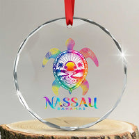Nassau Bahamas Beach Vacation Crystal Glass Ornament Tie Dye Sea Turtle