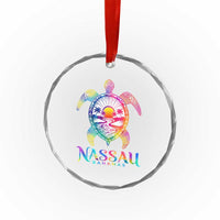 Nassau Bahamas Beach Vacation Crystal Glass Ornament Tie Dye Sea Turtle