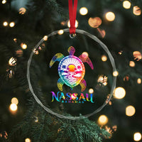 Nassau Bahamas Beach Vacation Crystal Glass Ornament Tie Dye Sea Turtle