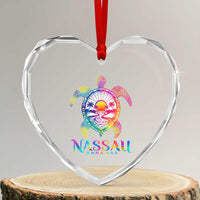 Nassau Bahamas Beach Vacation Heart Crystal Glass Ornament Tie Dye Sea Turtle