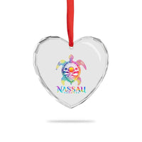 Nassau Bahamas Beach Vacation Heart Crystal Glass Ornament Tie Dye Sea Turtle