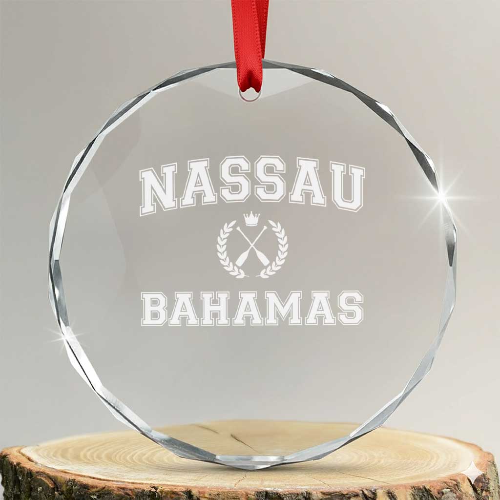 Nassau Souvenir Crystal Glass Ornament Bahamas Rowing Beach Summer Vacation TS10
