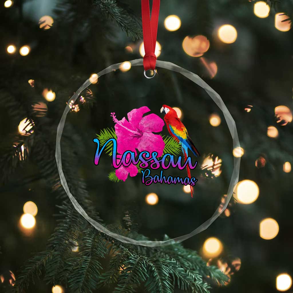 Nassau Souvenir Crystal Glass Ornament Caribbean Bahamas Beach Vacation TS10