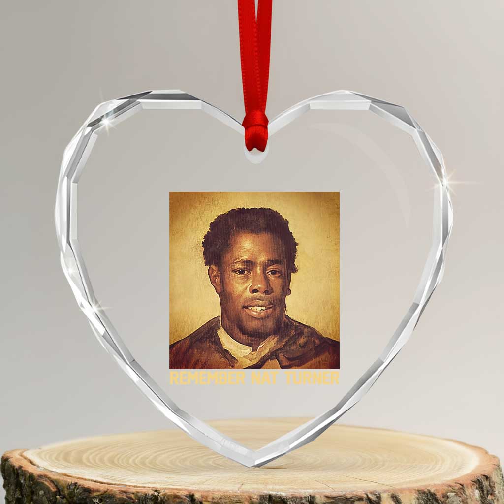 Nat Turner Heart Crystal Glass Ornament Black History Month