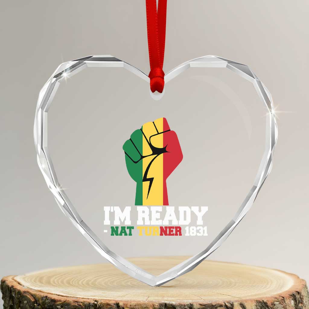 Nat Turner Quote Heart Crystal Glass Ornament Black History African American