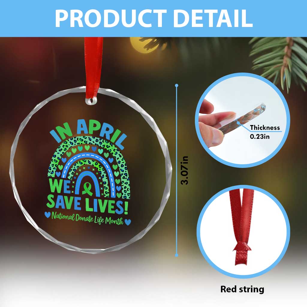 National Donate Life Month Crystal Glass Ornament In April We Save Lives Organ Donation Support Green Ribbon